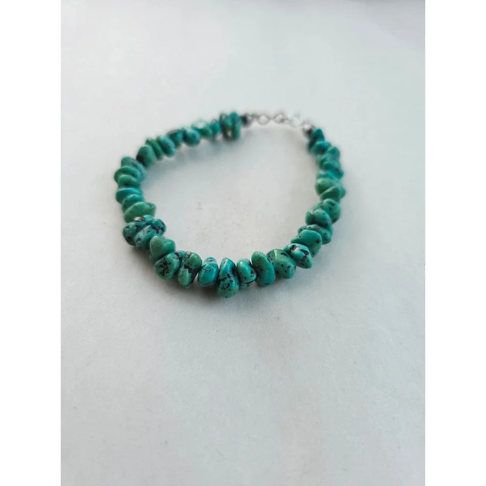 Natural Turquoise Nugget Bracelet Blue Stone Boho Southwestern sterling silver